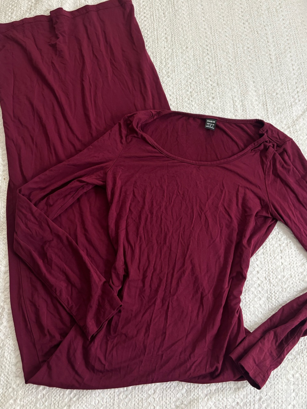 Burgundy Long Sleeve Scoop Neck Top